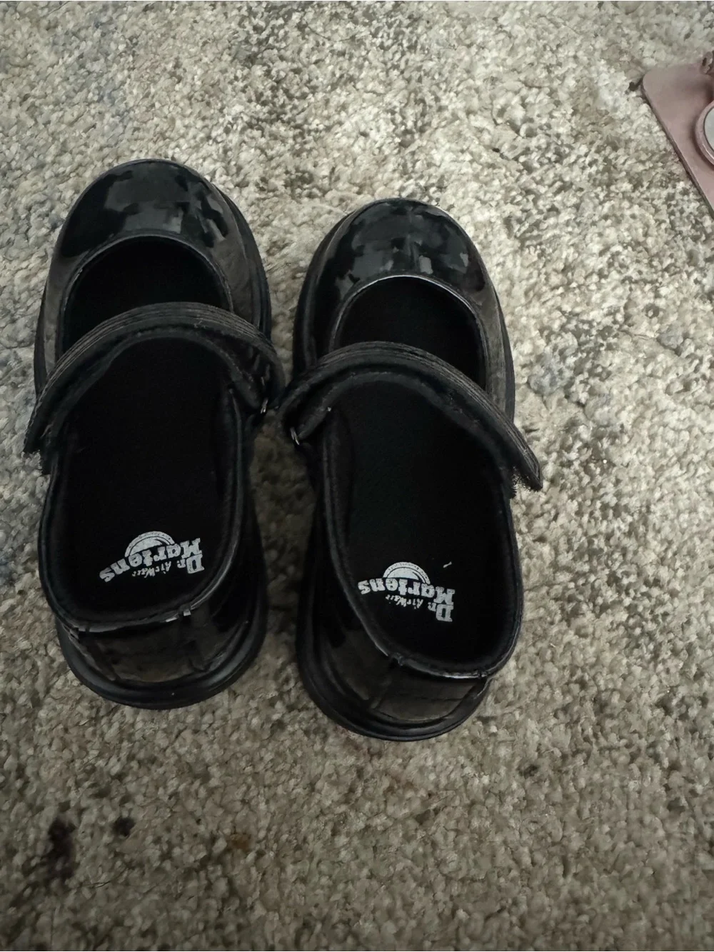 Dr. Martens Kids Black Patent Mary Jane Shoes with Strap